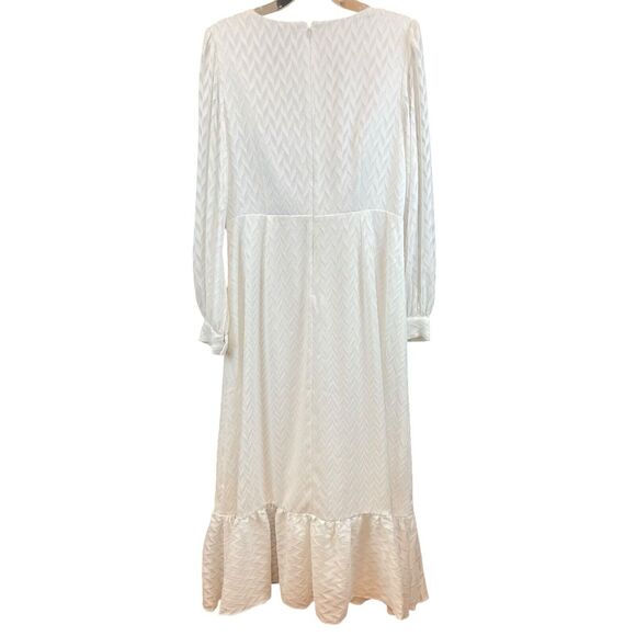 Sachin & Babi White Wrap Maxi Dress Sz 12 Elegant Long Sleeve V Neck Wedding NWT - Picture 7 of 16